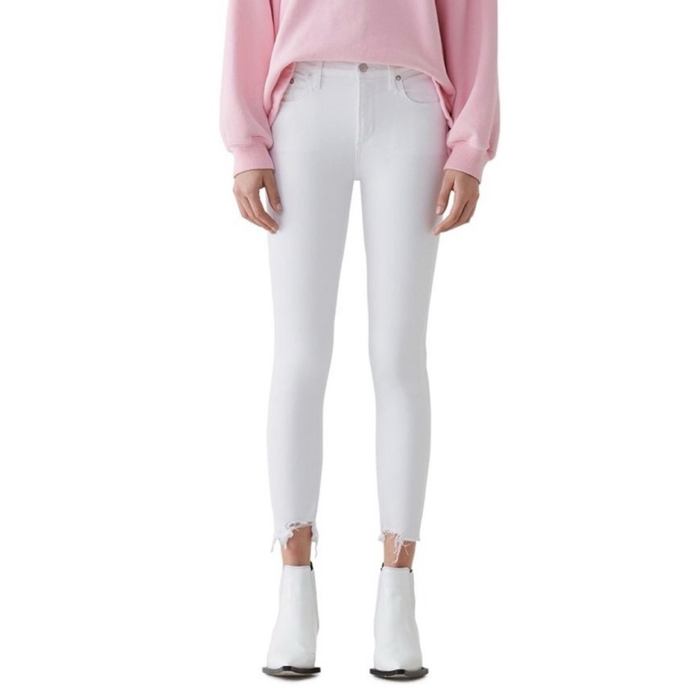 AGOLDE Sophie High Rise Skinny Crop White Jeans with Raw Hem. Size 28
